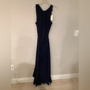 Alex Marie Navy Sleeveless Maxi Dress with Waist Tie